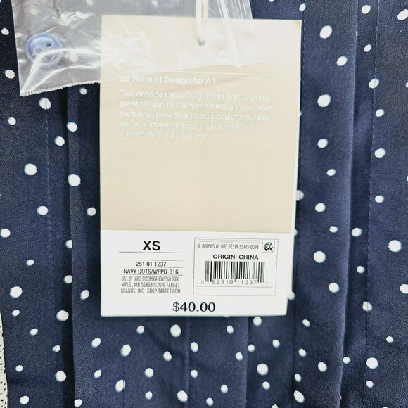 Jason Wu x Target Dress Mini Shift XS Blue Polka Dot Collared Button Front New - Picture 6 of 10